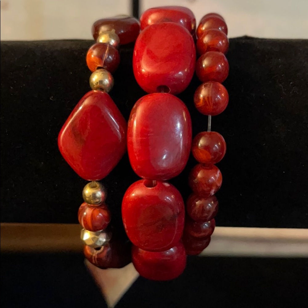 Costume jewelry Dillards burgundy 3piece bracelets